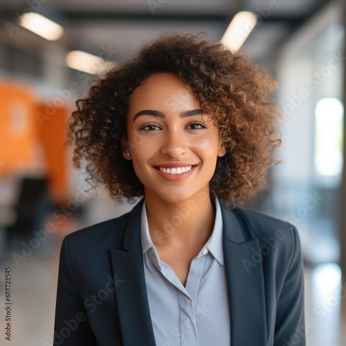 african american woman standing in a office, professional business photo, mockup photo for business related purposes, black female executive