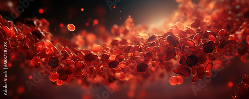Red blood cells flowing, abstract background