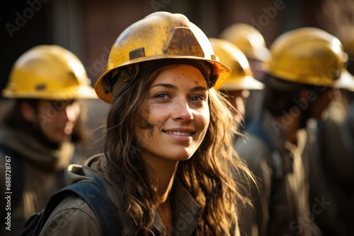 Jeune femme sur un chantier btp