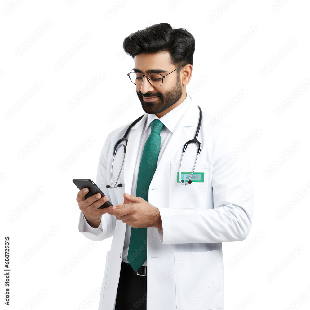 indian doctor using smartphone