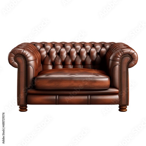 Leather sofa isolated on transparent background