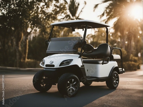 golf cart on golf course
 photo