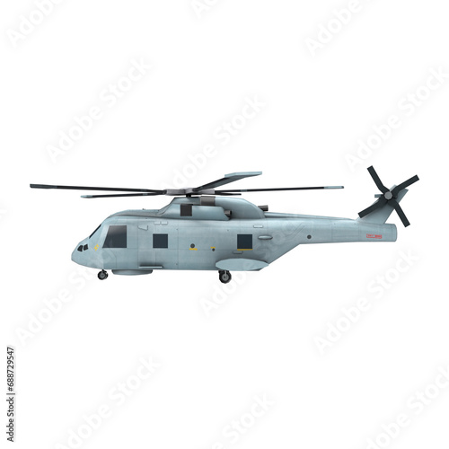 military helicopter isolated on white