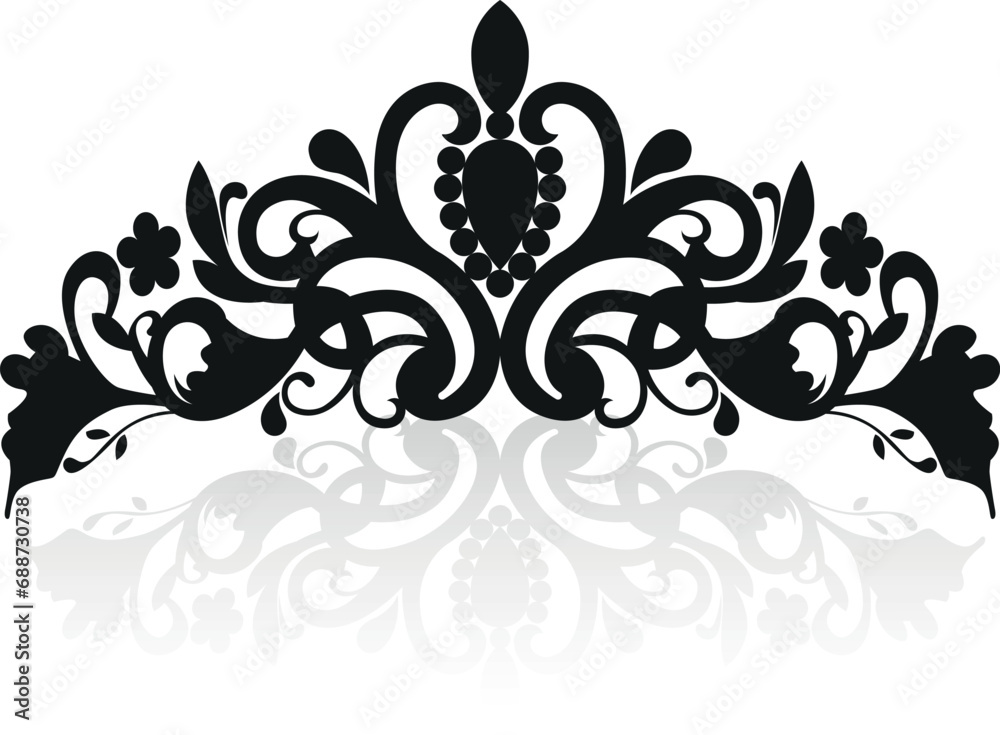 Illustration of a female wedding diadem, crown, Silhouette crown vector, Queen crown vector
