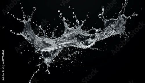 Water crown splash splashing on isolated black dark background. © Bold24