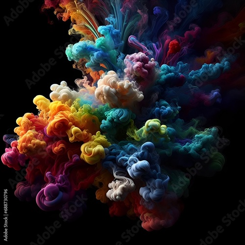 swirl of multicolored smoke takes center stage against a pitch-black backdrop. © redhoteviler