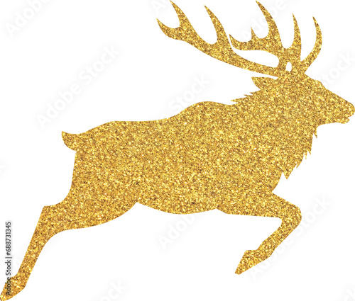 Gold glitter Christmas reindeer  golden reindeer