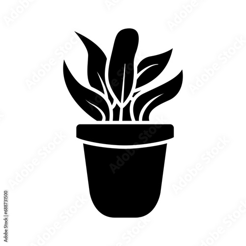 Ornamental plants in pots in glyph style