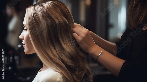 A beauty salon has a hairdresser who cuts clients' hair.