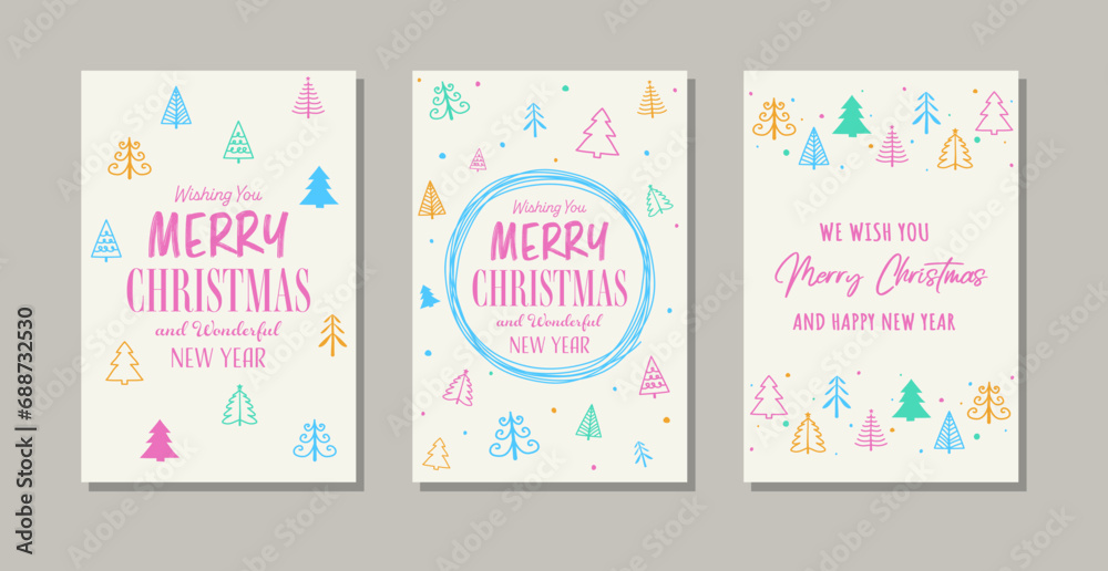 Hand drawn Christmas tree. Greeting cards concept. Vector illustration