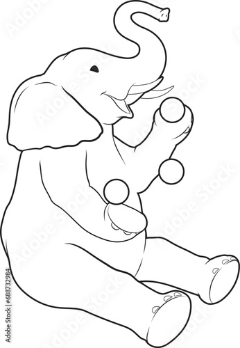 Elephant Juggler Juggle Animal Vector Graphic Art Illustration