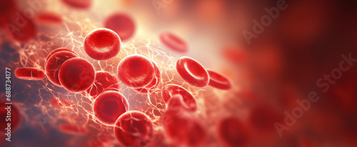 Wallpaper Mural Illustration of red blood cells in colour background. Medical background Torontodigital.ca
