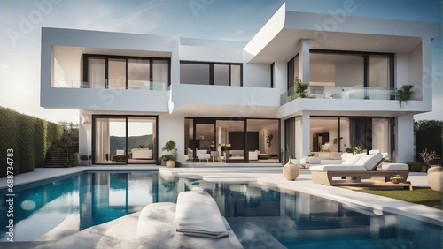 modern white villa with luxury swimming pool © abu