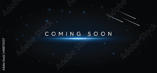 coming soon teaser poster with star on dark sky vector photo