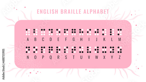 Vector braille alphabet letters. World Braille Day. Tactile writing system used by blind or visually impaired people