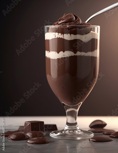 Ice cream Panna Cotta in glass. AI generated illustration photo