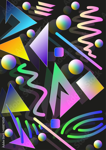 Geometric colorful  disco shapes background wallpaper