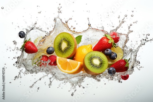 Water splash on fresh fruits bunch