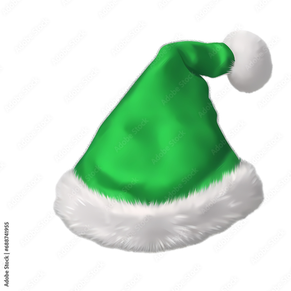 Green santa hat isolated on transparent background Green santa hat isolated on transparent background