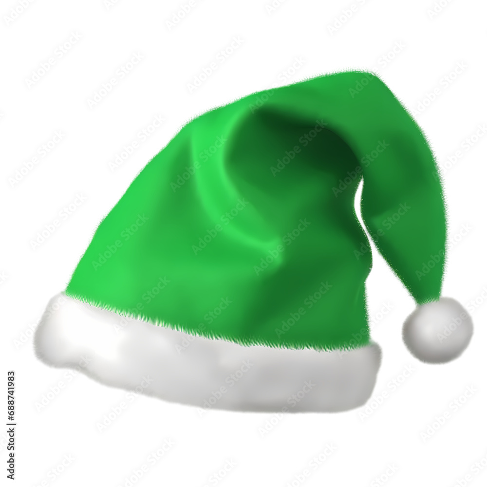 Green santa hat isolated on transparent background Green santa hat isolated on transparent background