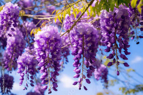 Blooming Wisteria Sinensis closeup