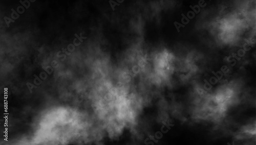 Abstract smoke misty fog on isolated black background. Texture overlays. Paranormal mystic smoke  clouds for movie scenes.
