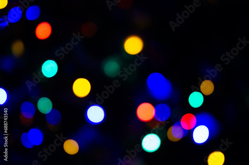 Blurred background lights in the shape of a ball. New Year's background for the designer
