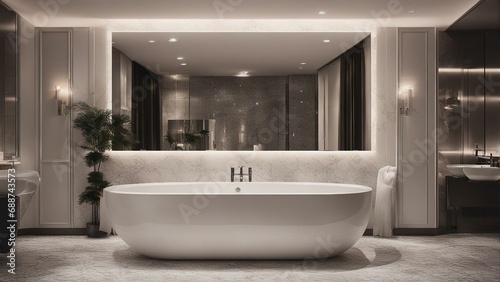 hotel bathroom  white glossy color  interior design  