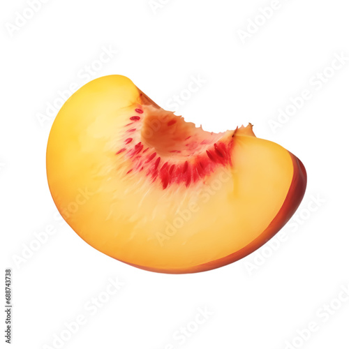 Peach fruit slices isolated on transparent background