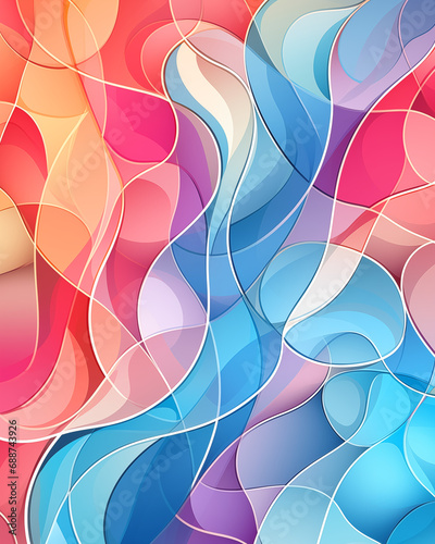 Abstract Digital Curves Background, Vibrant Color Minimalist Wallpaper Art, Colorful Digital Paintstrokes For Product Display, Backdrop