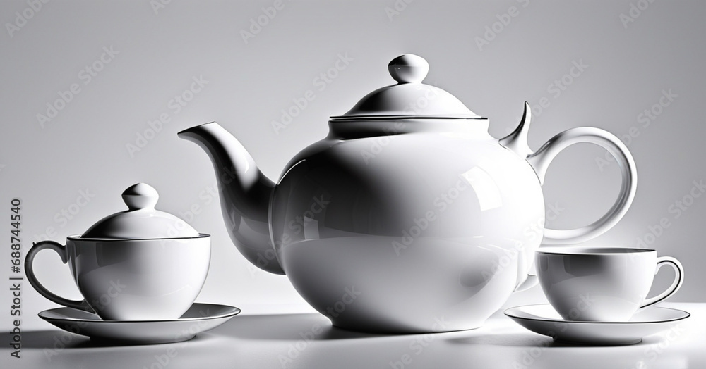 white kettle with cups white kettle with cups