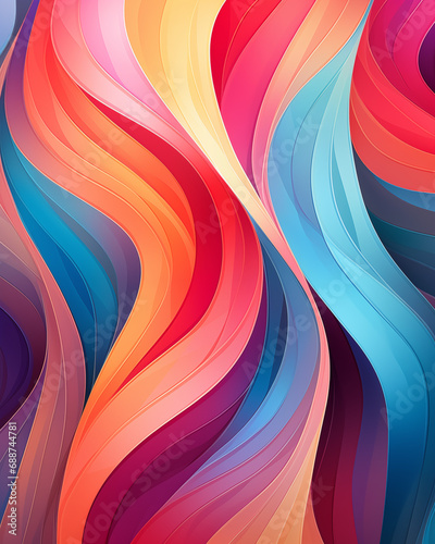 Abstract Digital Curves Background, Vibrant Color Minimalist Wallpaper Art, Colorful Digital Paintstrokes For Product Display, Backdrop