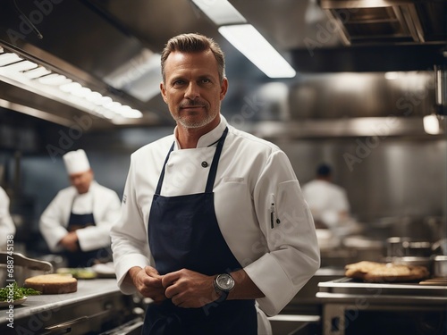 portrait of Master chef in Michelin restaurant kitchen 