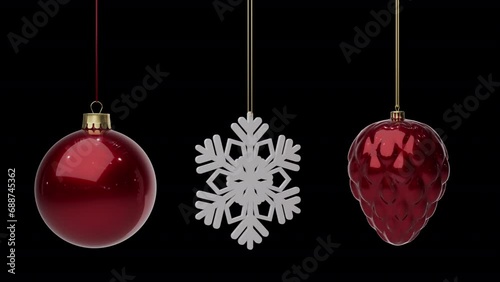 Christmas ball isolated on a transparent background. Collection of different Christmas ball. New Year toy decoration - Alpha channel (ID: 688745362)