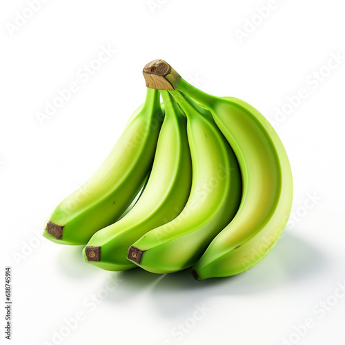 green banana bunch on white background