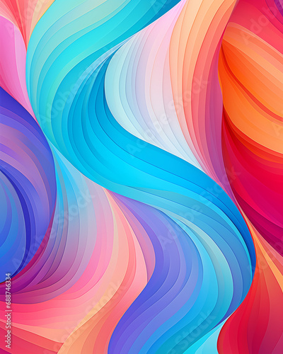 Abstract Digital Curves Background, Vibrant Color Minimalist Wallpaper Art, Colorful Digital Paintstrokes For Product Display, Backdrop