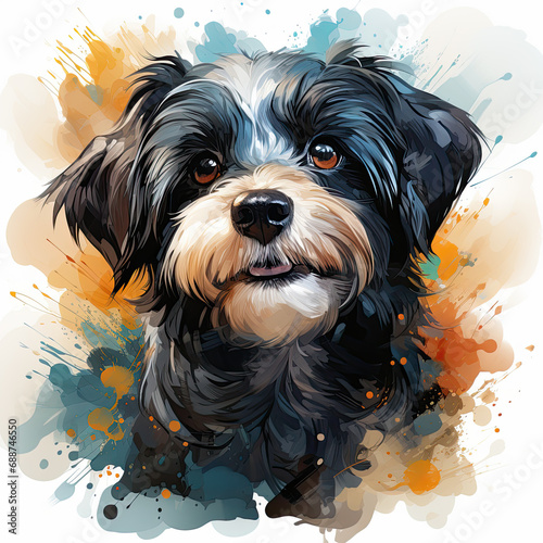 watercolor Havanese clipart, Generative Ai