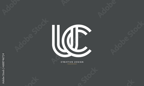 UC or CU Alphabet letters icon logo