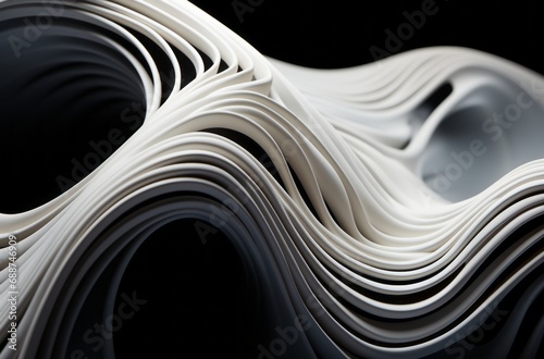 Abstract flowing white ribbons