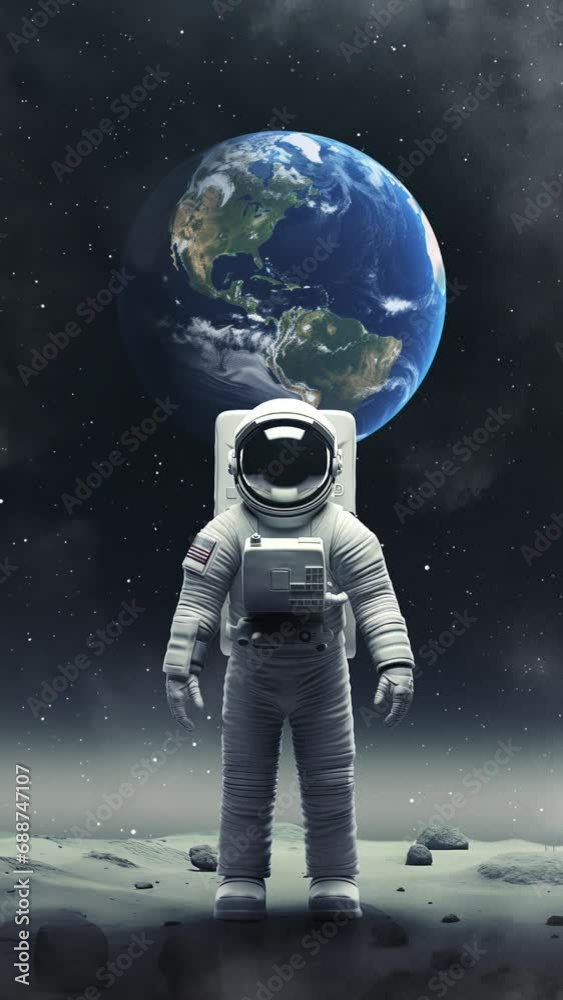 An astronaut animation with a rotating earth, stars, and cosmic energy. An astronaut animation with a rotating earth, stars, and cosmic energy.