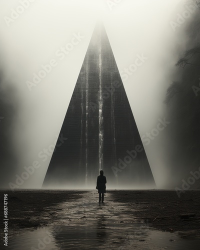 Mysterious monolith in the mist photo