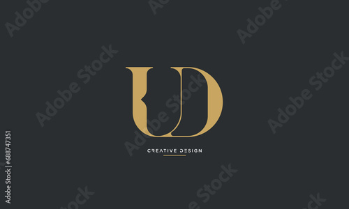 Alphabet letters icon logo UD or DU photo