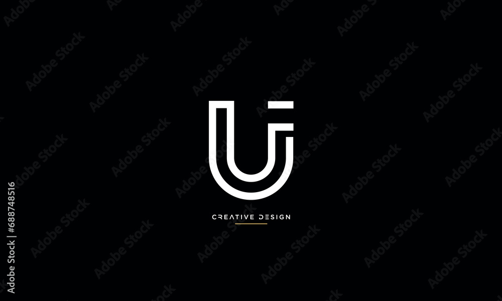 UF or FU Alphabet letters logo monogram UF or FU Alphabet letters logo monogram