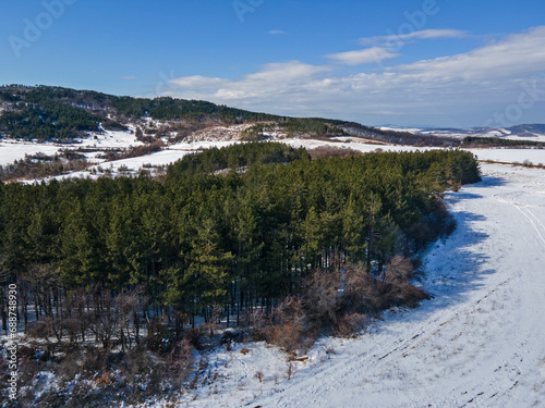 Aerial Winter view of Lyulin Mountain, Bulgaria photo