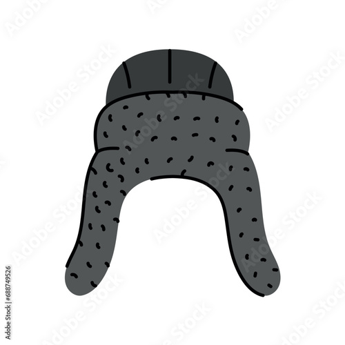 Ear hat flat element. Winter clothes. Vector isolated sign.