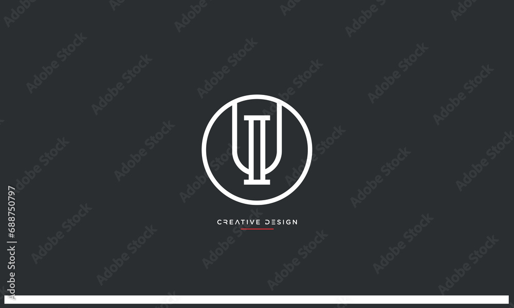 Alphabet letters UI or IU logo monogram