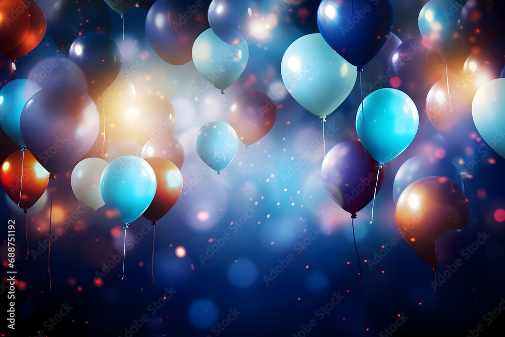 Colorful balloons with a bokeh light effect background