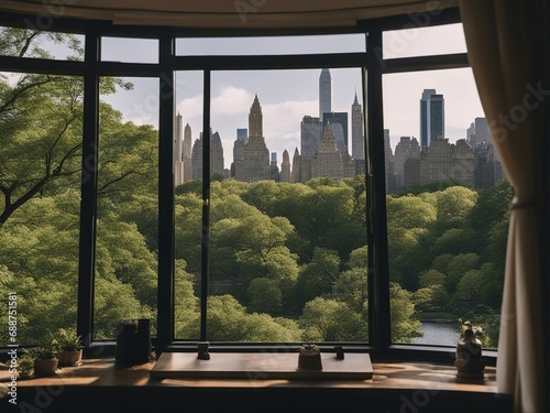 view of central park from inside the room 