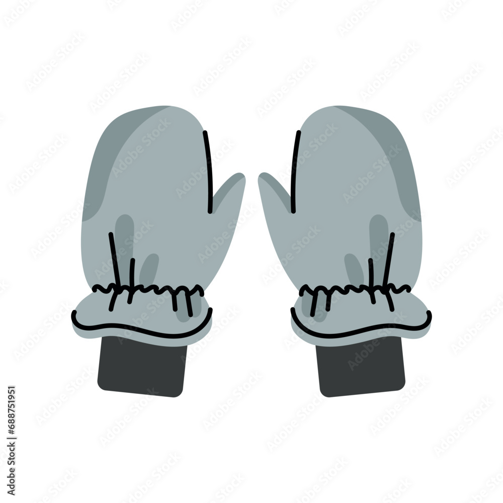 Winter gloves flat element. Winter clothes. Vector isolated sign. Winter gloves flat element. Winter clothes. Vector isolated sign.