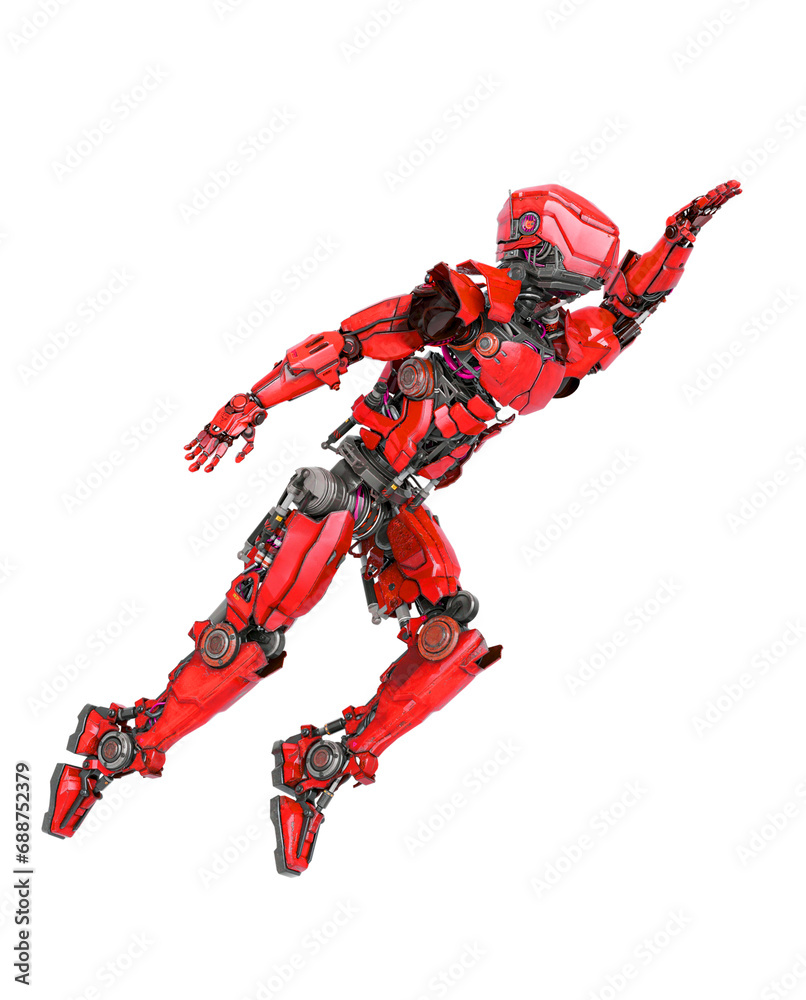robot soldier is flying up